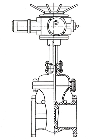 齒輪閘閥結構示(shì)意圖
